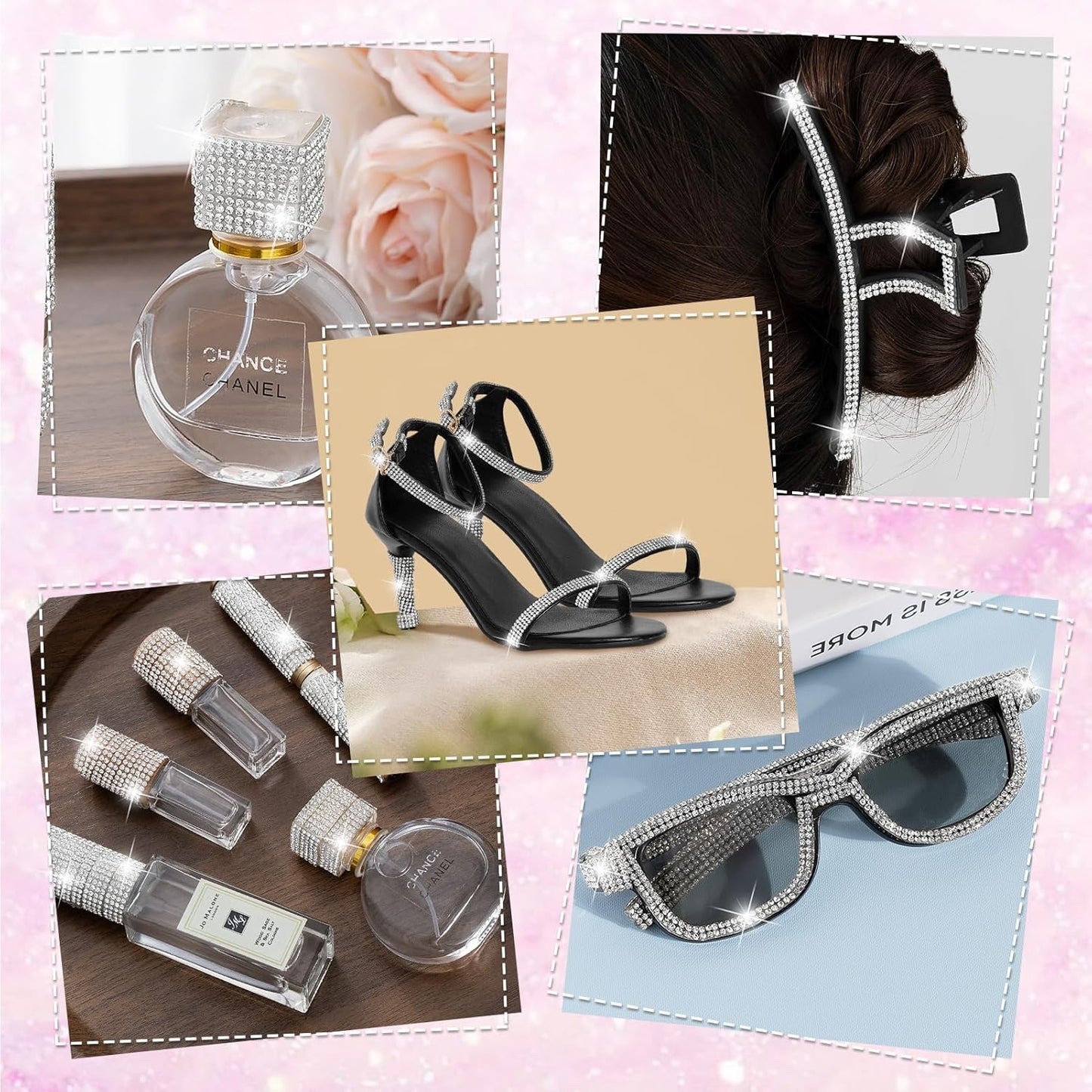 Rhinestone Ribbon Self Adhesive Crystal Rhinestones, 6-Yard Bedazzling Strips, 6-Rolls Rhinestone Strips for DIY Craft, Rhinestones Tape Self Adhesive,AB Crystal and Transparent Crystals Color