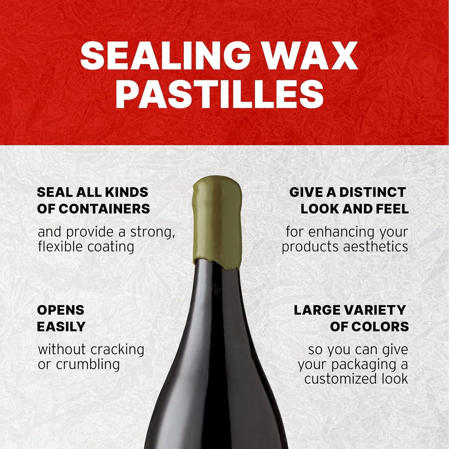 Blended Waxes, Inc. Bottle Sealing Wax, Pastille Wax Seal Beads For Wine, Beer, and Liquor Bottle Sealing, Seals Between 25-30 Bottles, 1 lb, Olive Green