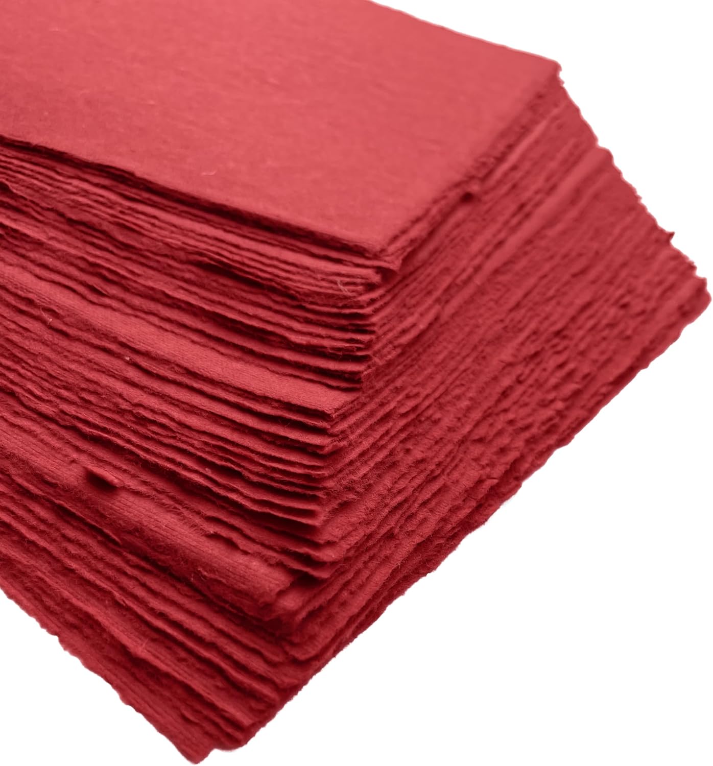 Wanderings Red A4 Handmade Paper with Deckled Edge - 8.3"x11.7", 150 GSM, 50 Sheets Textured Paper - Perfect for Wedding Invitations, Menus, Place Cards, Drawing, Writing, Calligraphy, Romatic Events