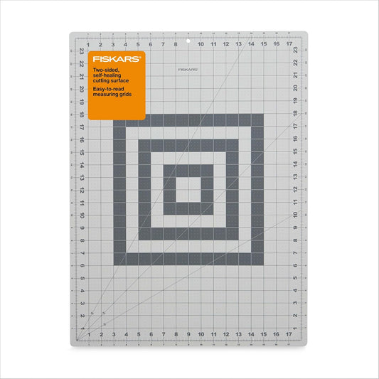 Fiskars Cutting Mat, Self-Healing Fabric Cutting Surface, Double-Sided Grid with Bias Lines, 18"x24"