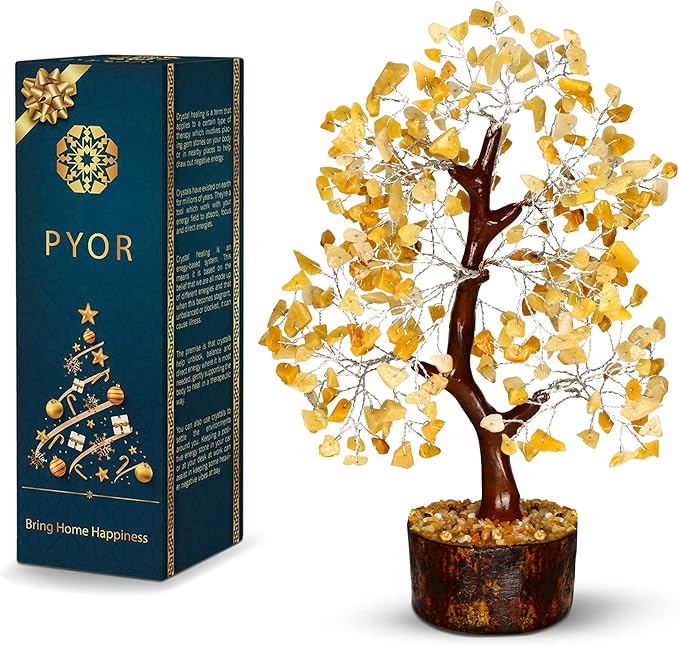 PYOR Yellow Aventurine, Crystal Tree of Life, Money Tree, Crystal Gifts, Home Decor Clearance, Energy Stones and Crystals, Good Luck Decor, Healing Crystals