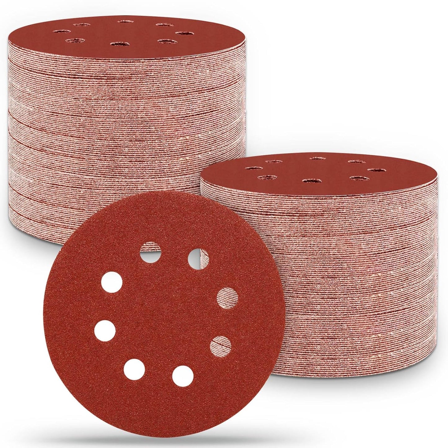 165 PCS 5 Inch Sanding Discs, 8 Hole Hook and Loop Round Sandpaper 40/60/80/120/180/240/320/400/600 Grits for Random Orbital Sander