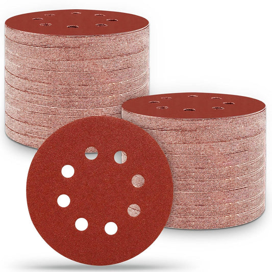 165 PCS 5 Inch Sanding Discs, 8 Hole Hook and Loop Round Sandpaper 40/60/80/120/180/240/320/400/600 Grits for Random Orbital Sander