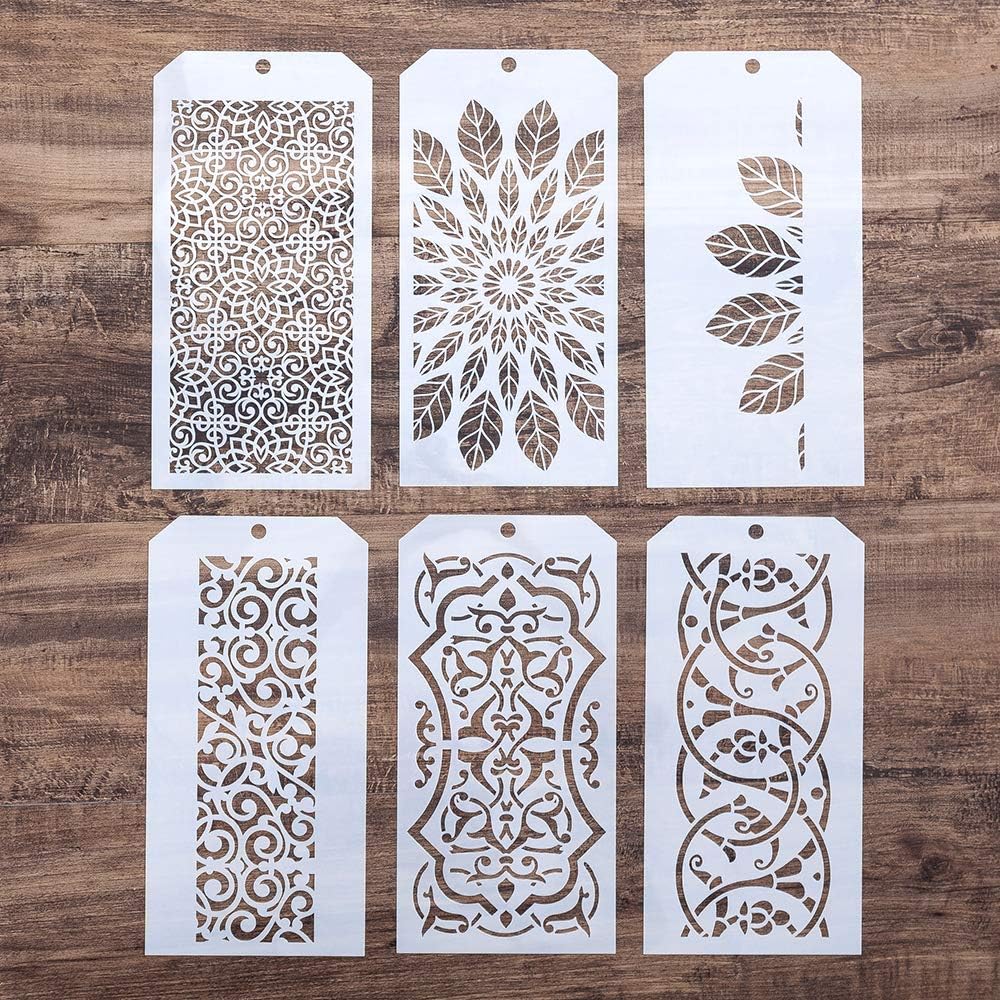 DIY Decorative Stencil Template for Scrapbooking Painting on Wall Furniture Crafts,Set of 6 (Border)
