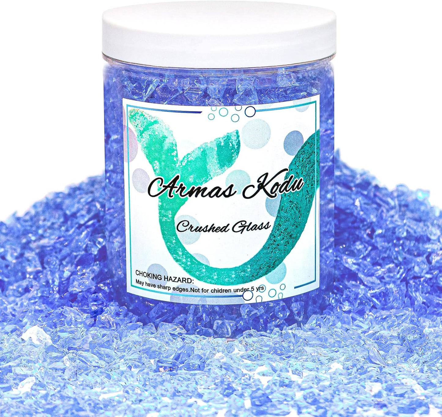 Crushed Glass for Resin Art - 3-6mm Light Blue, 1.5lb | Broken Glass Pieces for Crafts, Vase Filler & Fire Pit Media | Decorative Stones
