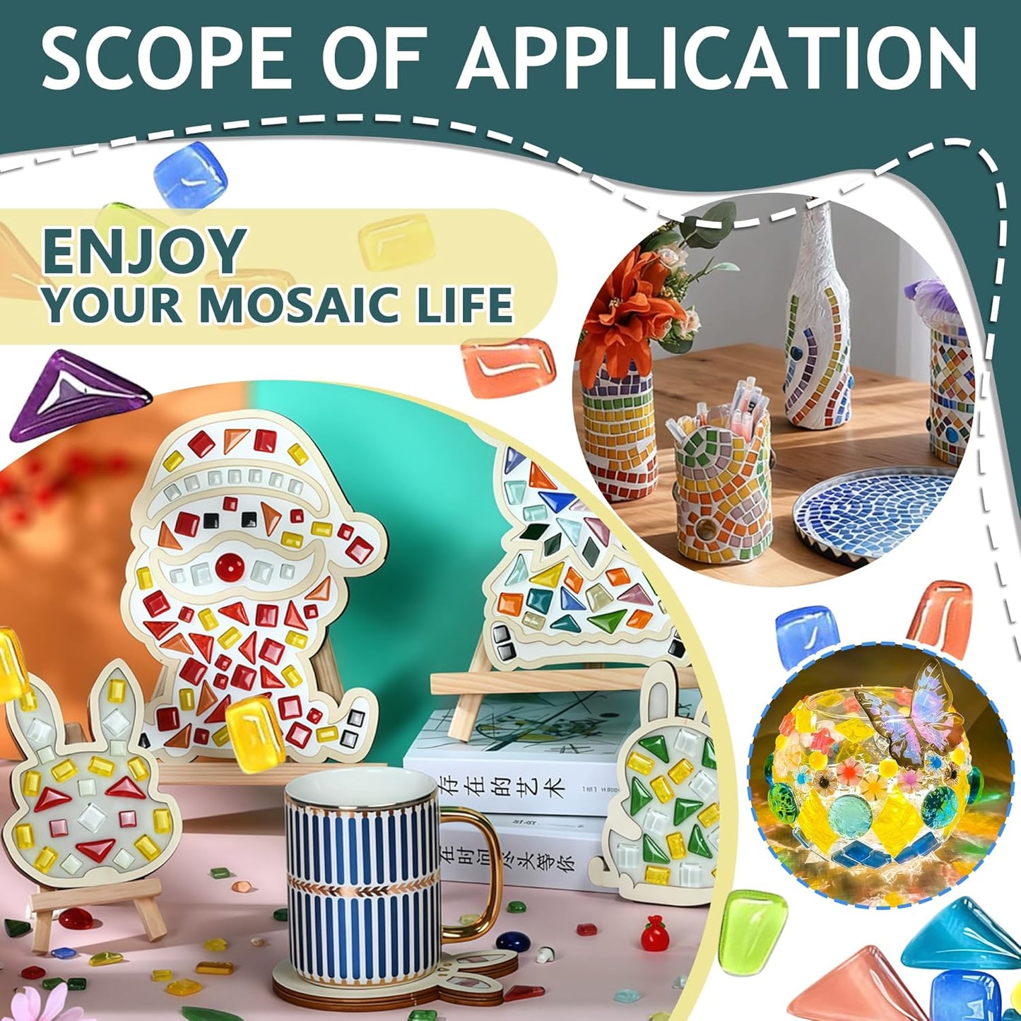 Mosaic Tile Toolkit, Mosaics Glue, Mosaic Tiles and Mosaics Grout, Essential for Handmade Grouting and Perfect for DIY Craft Projects