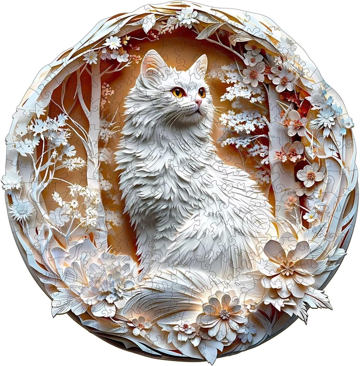 Wooden Puzzles Adults, 3D Cats Wooden Puzzles 300 Pieces, Unique Animal Shaped Wood Challenging Jigsaw Puzzles Gifts for Adults, 13.4x13.4in