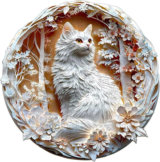 Wooden Puzzles Adults, 3D Cats Wooden Puzzles 200 Pieces, Unique Animal Shaped Wood Challenging Jigsaw Puzzles Gifts for Adults, 11.4x11.4in