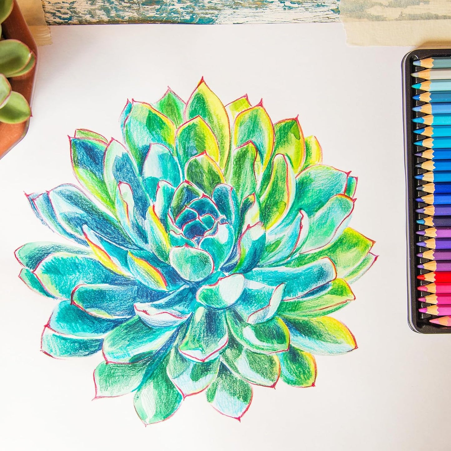 PATIKIL Watercolor Pencil, 6Pcs Water Soluble Pencils for Blending, Coloring, Sketch Drawing, Painting, Blue