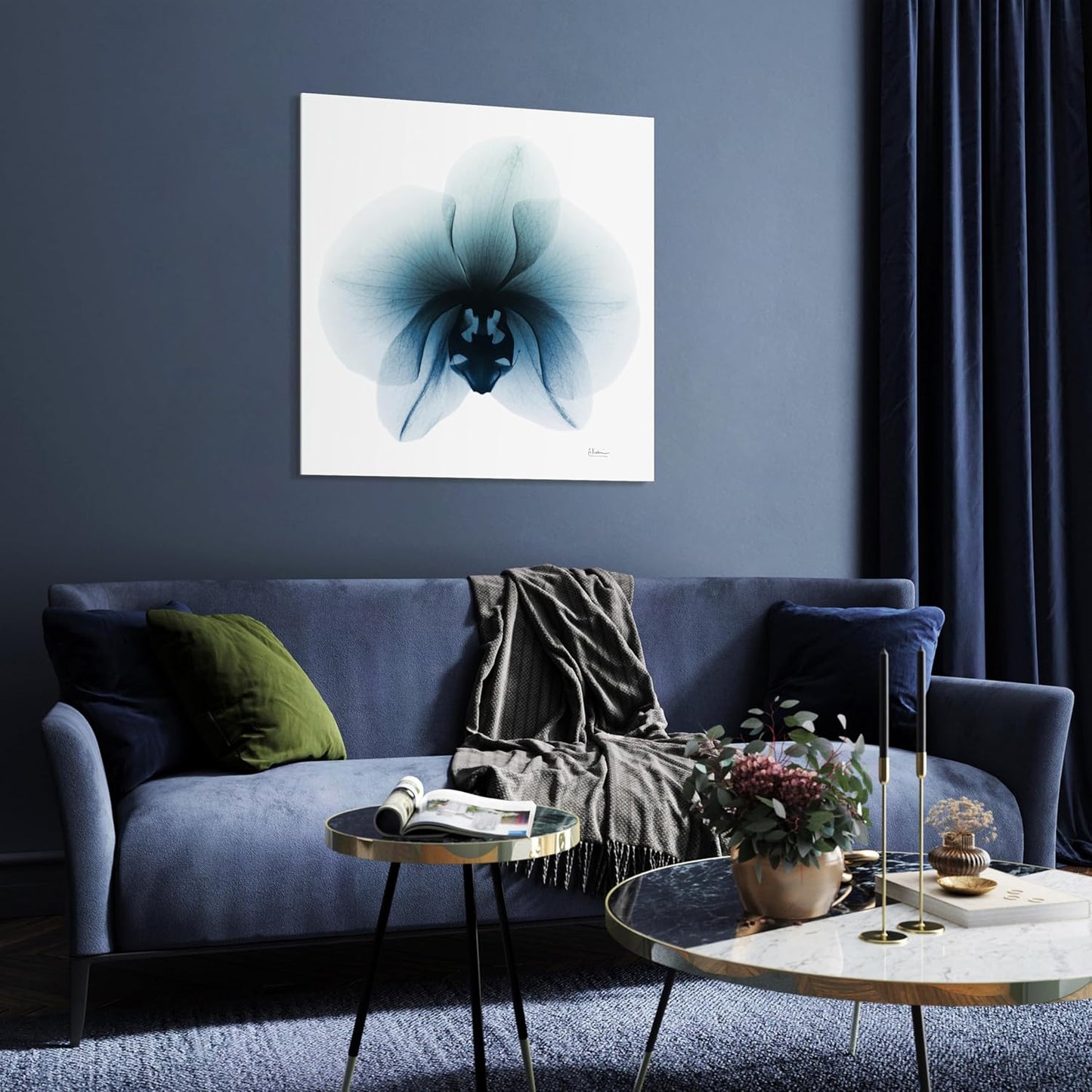 Empire Art Direct Frameless Free Floating Tempered Glass Panel Graphic Wall Art Ready to Hang, 38" x 38", Glacial Orchid