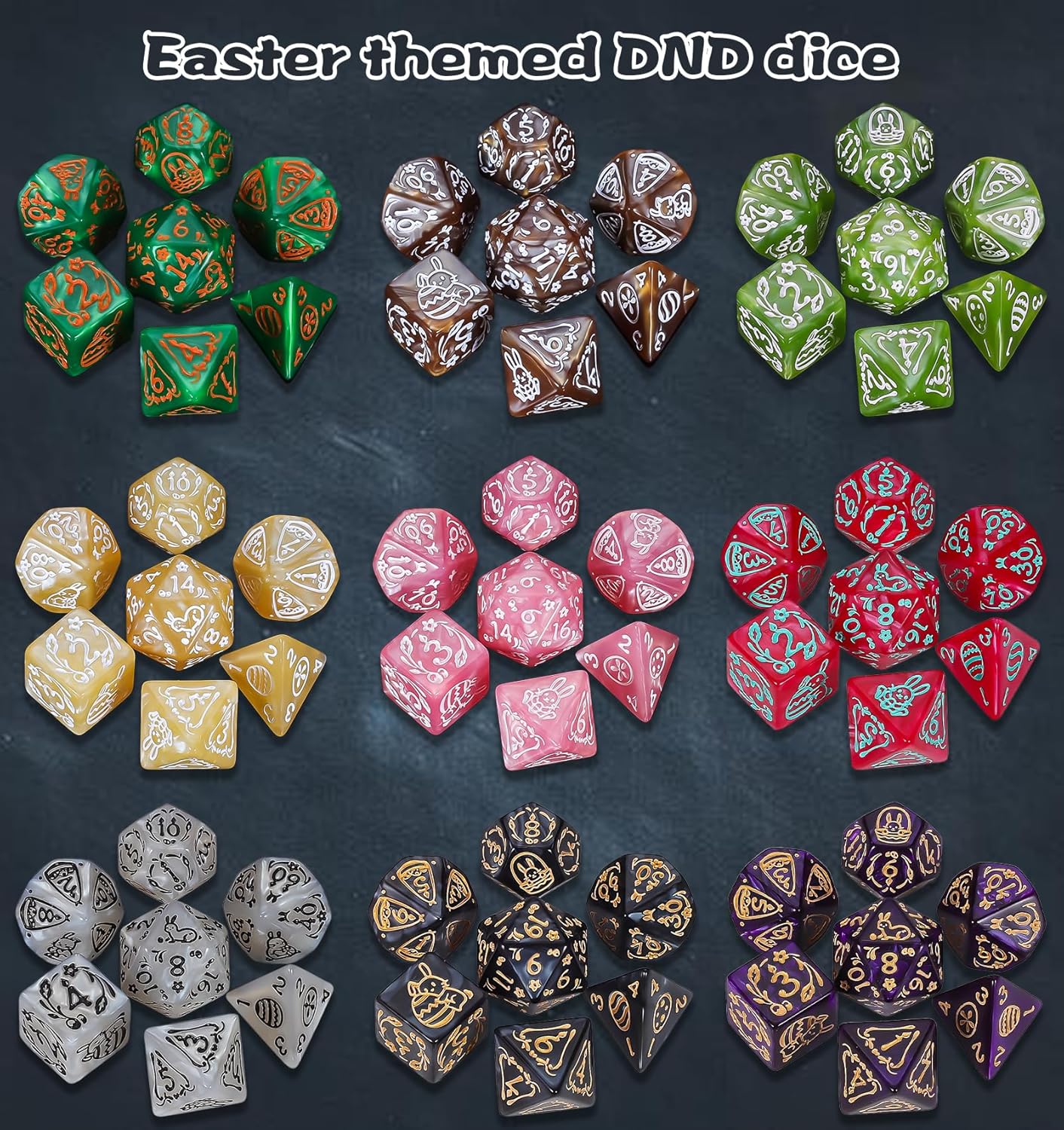 CiaraQ DND Dice Sets - 26 X 7 Polyhedral Dice (182pcs) with a Large Drawstring Bag for Dungeons and Dragons, Role Playing Table Game. Multiple Colors, Christmas/Halloween/Easter/Holiday Themed Dice