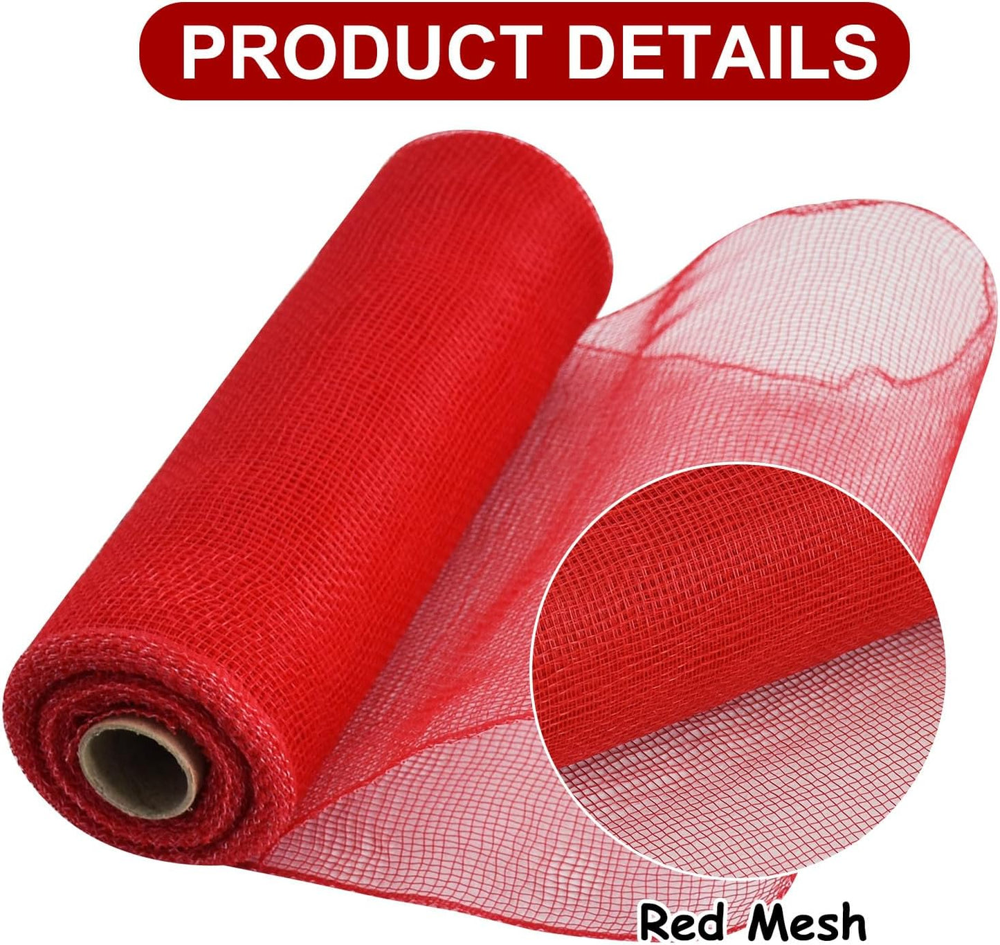 TONIFUL 2 Rolls 10 Inch Red Decorative Mesh Ribbbon Rolls, Fabric Mesh for Mesh Wreath Supplies, Front Door Wreath Crafts Tree Decor Christmas NewYears Halloween Decoration (10 yds/roll)