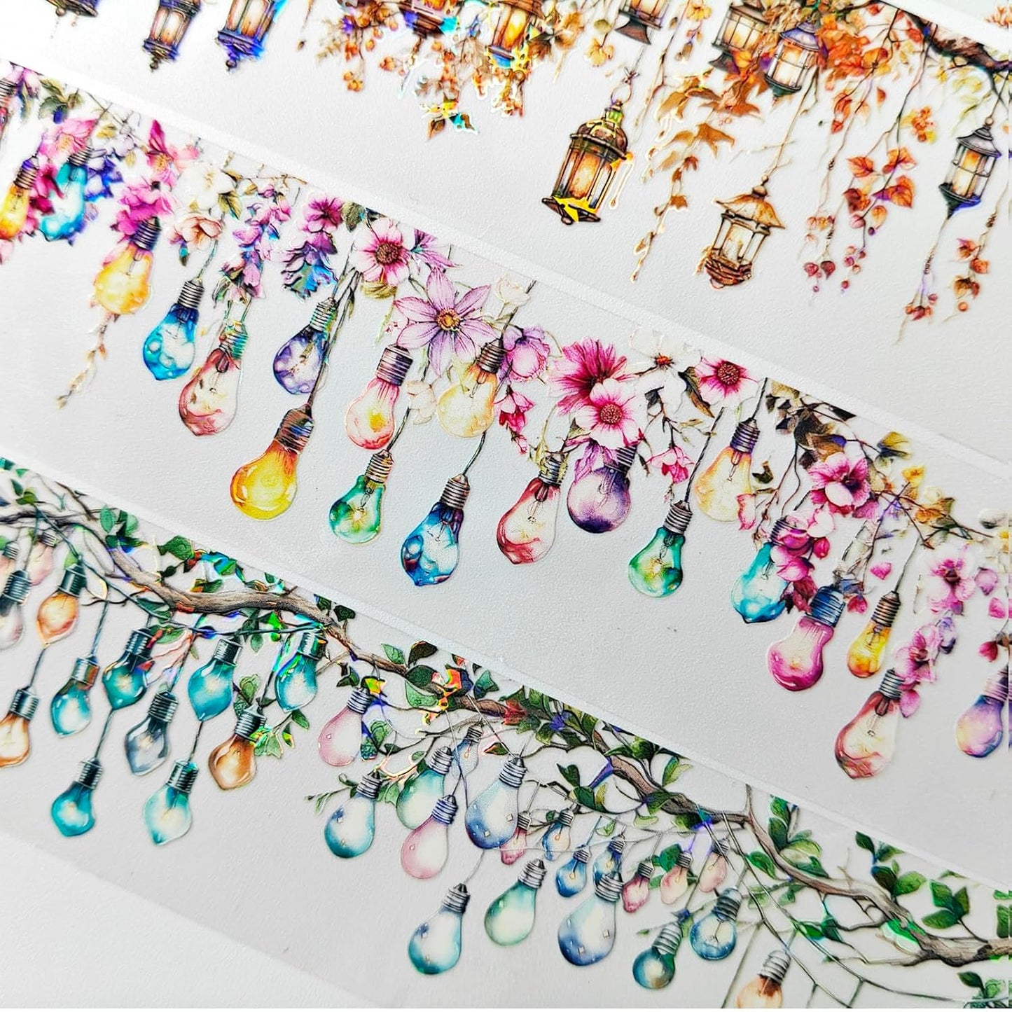 PET Tpae Stickers for Journaling,3 Rolls Christmas Lighting Washi Tape Stickers for Scrapbooking,Junk Journal Supplies,DIY Craft,Gift Wrap,Notebook,Phone Case(Night Light)