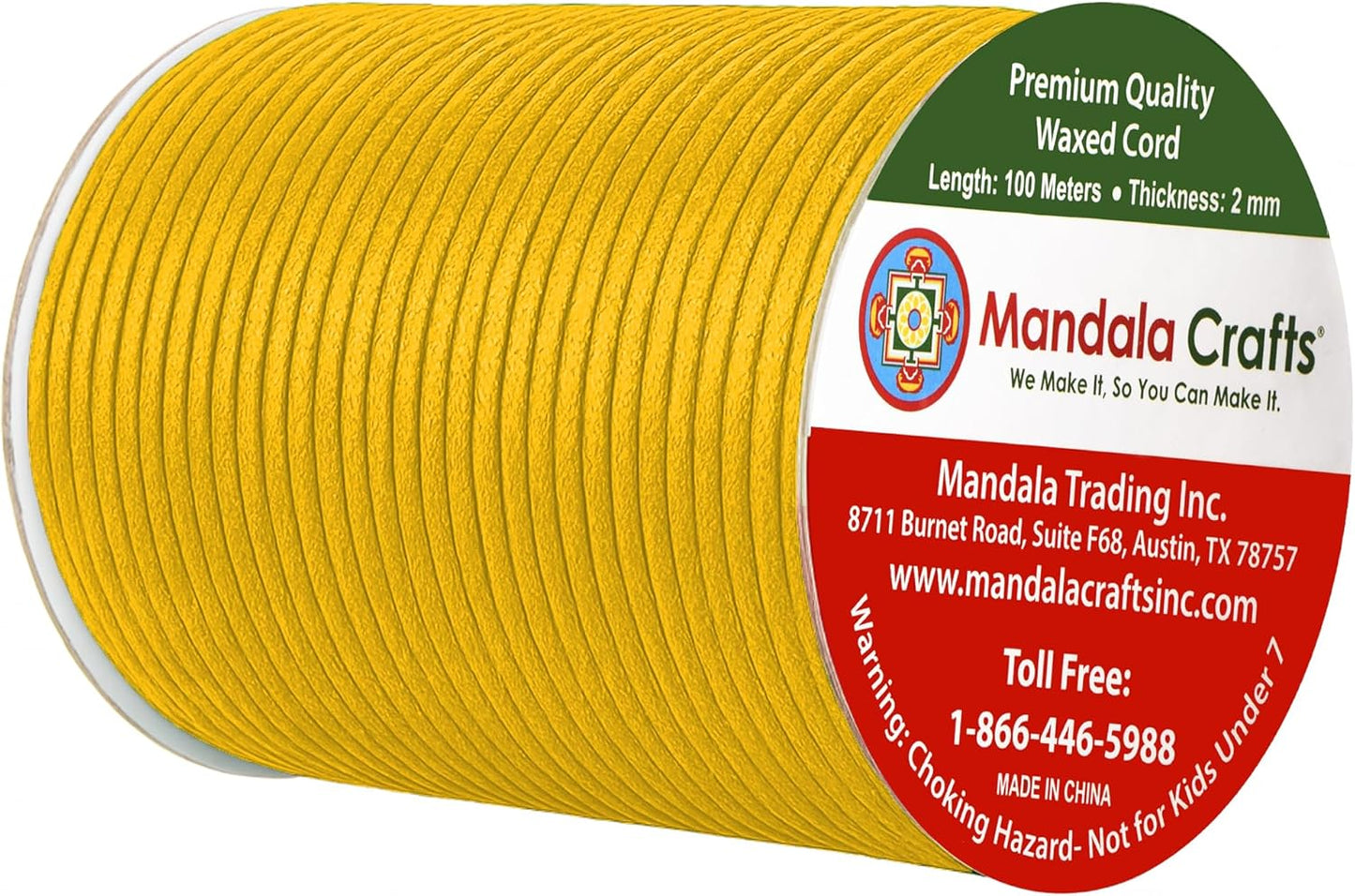 Mandala Crafts 2mm 109 Yards Mustard Yellow Cotton Waxed Cord for Jewelry Making Bracelet Cord Waxed String - Beading String Thread Jewelry Cords for Necklaces String