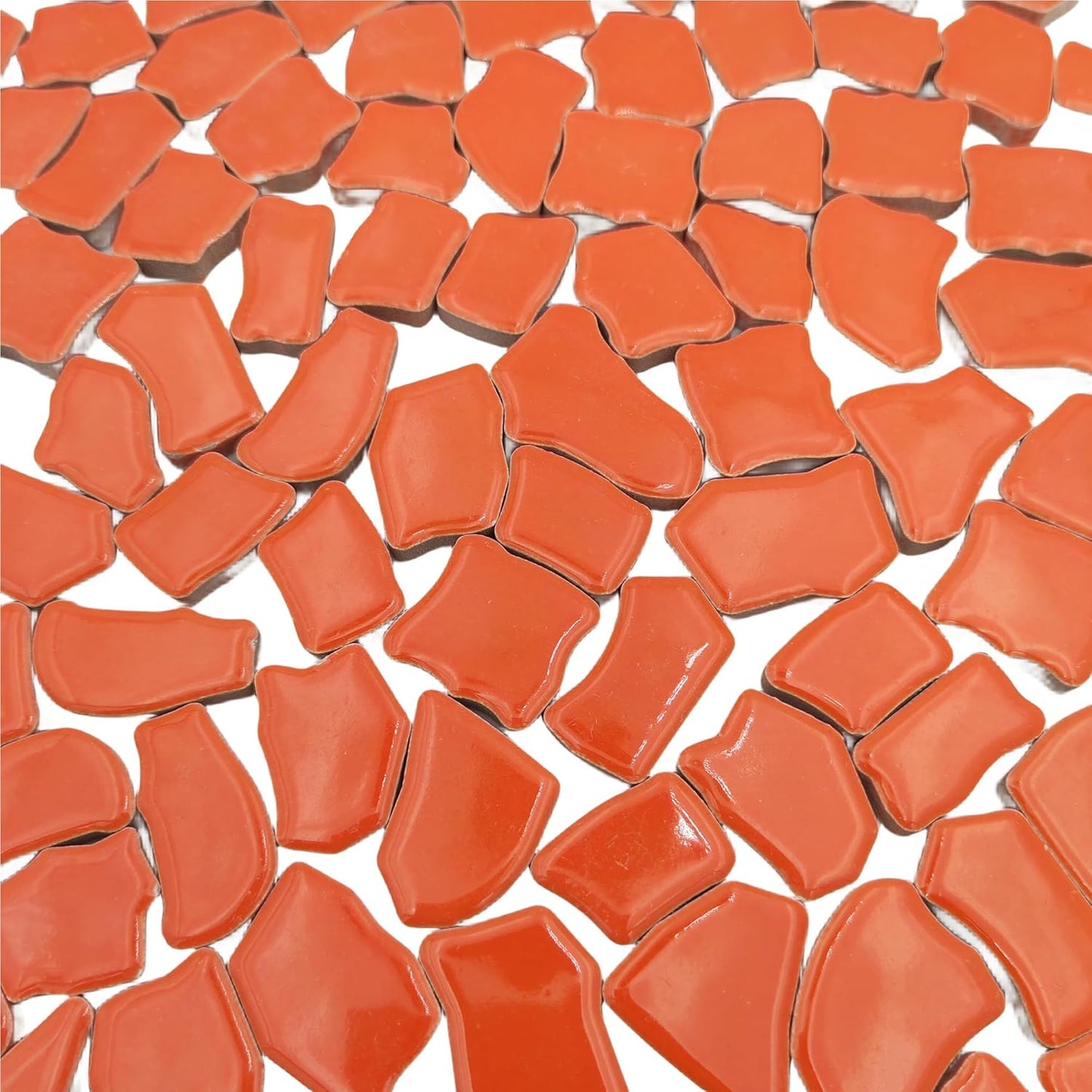 0.78"-1.57" Irregular Ceramics Mosaic Tiles,1.1LB Mosaic Pieces Stones for Home Decoration DIY Craft Plates Flowerpots Vases Cups Mosaic Making Supplies (Tangerine)