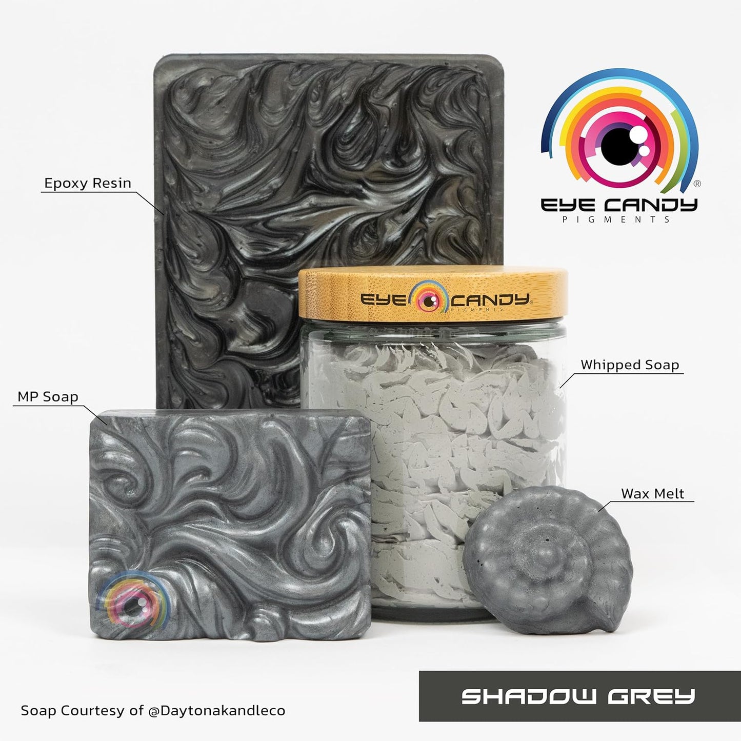 Eye Candy Pigments Premium Grey Mica Powder - Shadow Grey (50gr) - for Epoxy, Resin, Soap, Paint, Woodworking, Acrylic Pouring, Bath Bombs, Fishing Lures - DIY Arts and Crafts Additive