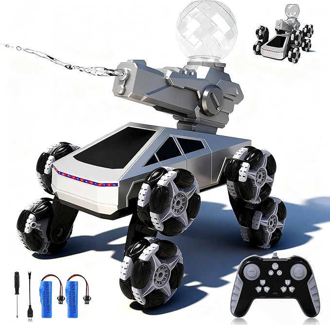 Remote Control Car, 2.4Ghz 8WD Rc Stunt Crawler Car with Automatic Demonstration, Water Squirting Function, 360° Spins, Rc Cars for Boys Age 6 7 8 9 10 11 12, Christmas Birthday Gifts Toys for Boys