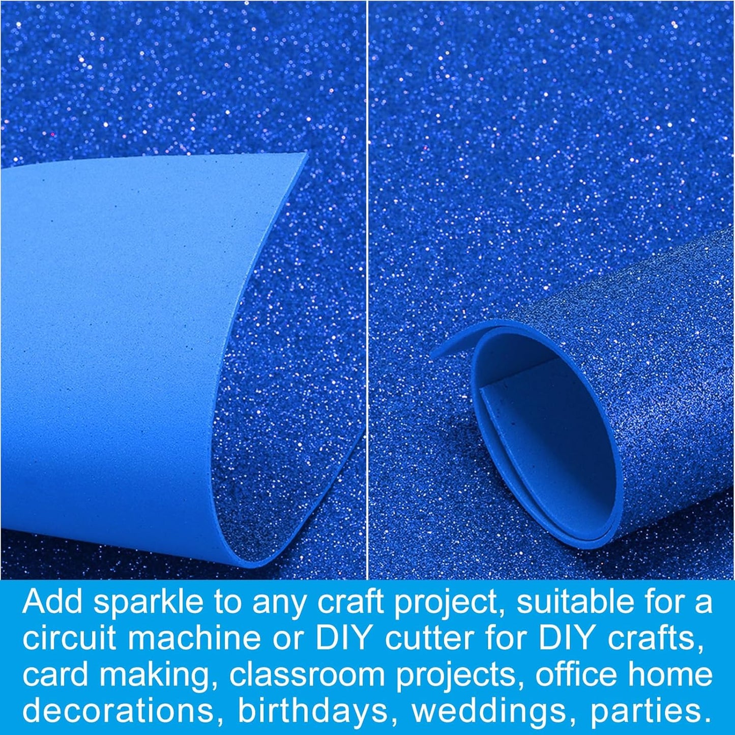 PATIKIL 2mm(1/10") Thick Non Adhesive Glitter Foam Sheet 16x24inch(40x60cm) Dark Blue, EVA Shiny Foam Board for Craft, 6 Pcs