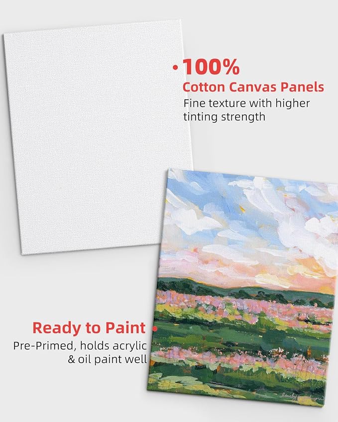 Simetufy 72 Pack Small Canvas Boards for Painting 5 x 7 inch, Flat Canvas Panels for Kids- Gesso Primed Acid-Free 100% Cotton for Acrylics Oil Watercolor Tempera Paints