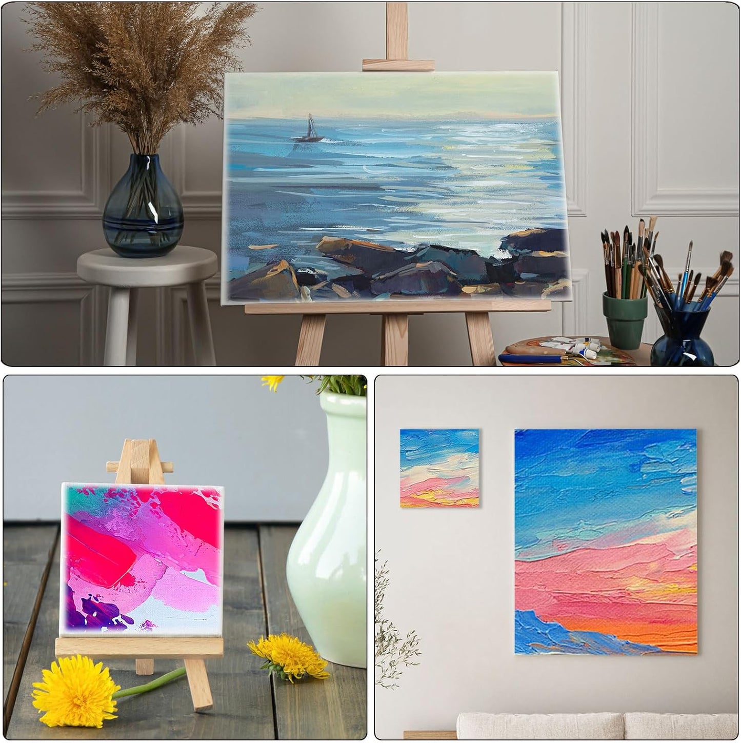 PATIKIL 4x6 Canvas Boards for Painting, 6 Pack 100% Cotton Square Triple Primed Stretched Blank Art Canvas Panel Bulk Thin for Acrylic, Oil, Tempera Paints, White