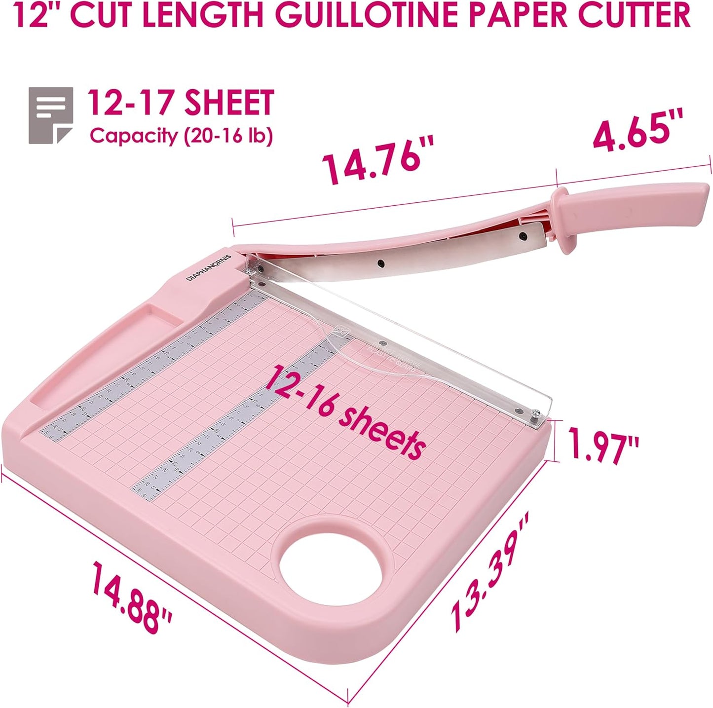 12" Guillotine Paper Cutter,Paper Trimmer Accurate Cutting with with Safety Protection and Blade Lock,12 Sheets Capacity, Perfect for Cardstock, Cardboard, Photos, Vinyl, Crafts,Scrapbooking