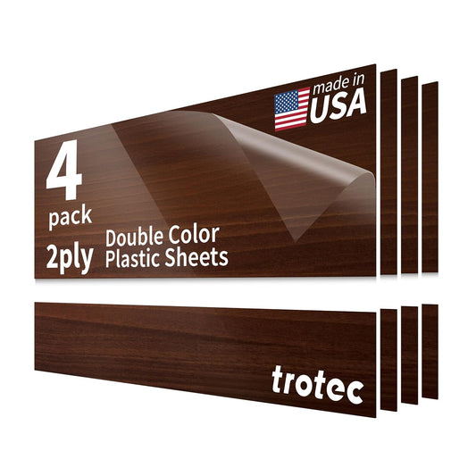 Trotec TroLase | 12"x24"x1/16", 4 Pcs | Cherry/White | 2 Ply | Modified Acrylic | Laser Engraving Double Color Plastic Sheet | Engraving Blanks for Laser, Saw, Guillotine | Made in USA