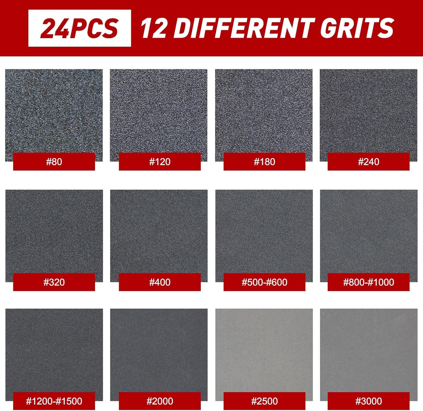 24 Pcs Sanding Sponge 1200-1500 Grit, Washable & Reusable Sanding Blocks for Wood, Metal, Drywall, Glazing, Wet Dry Sandpaper for Smooth Finishing