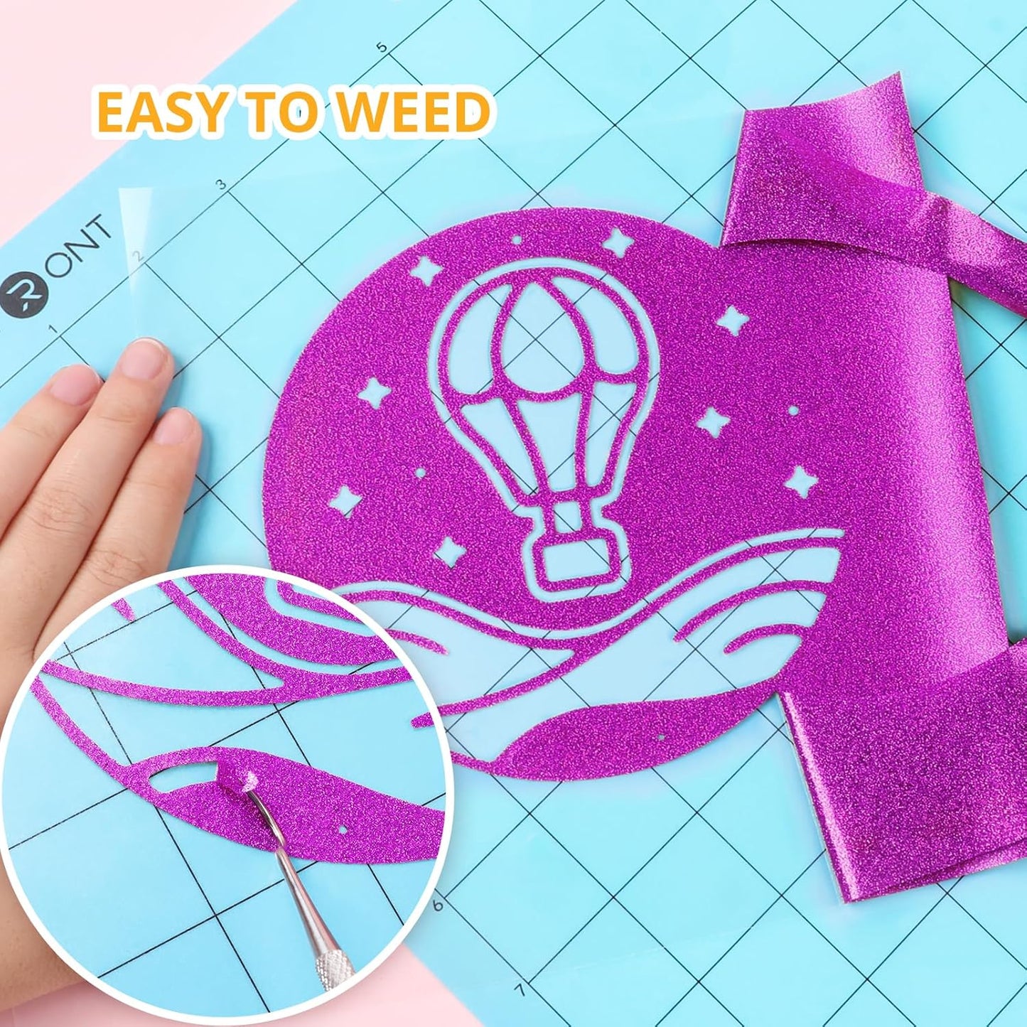 HTVRONT Purple Glitter Heat Transfer Vinyl - 10" x 5FT Glitter HTV Vinyl for T-Shirts, Iron on Vinyl for All Cutter Machines, SG-HTV-0466-E