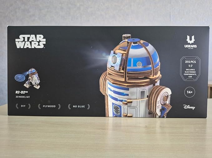 UGEARS Star Wars ™ R2-D2 ™ Wooden 3D Puzzles for Adults - Wooden Model Kits for Adults, Hobby Gifts for Men and Women, Mechanical Wood Puzzles Adult, Building Kits, 3D Puzzle
