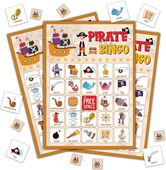 Pirate Party Game - Bingo Cards for Adults, 24 Players