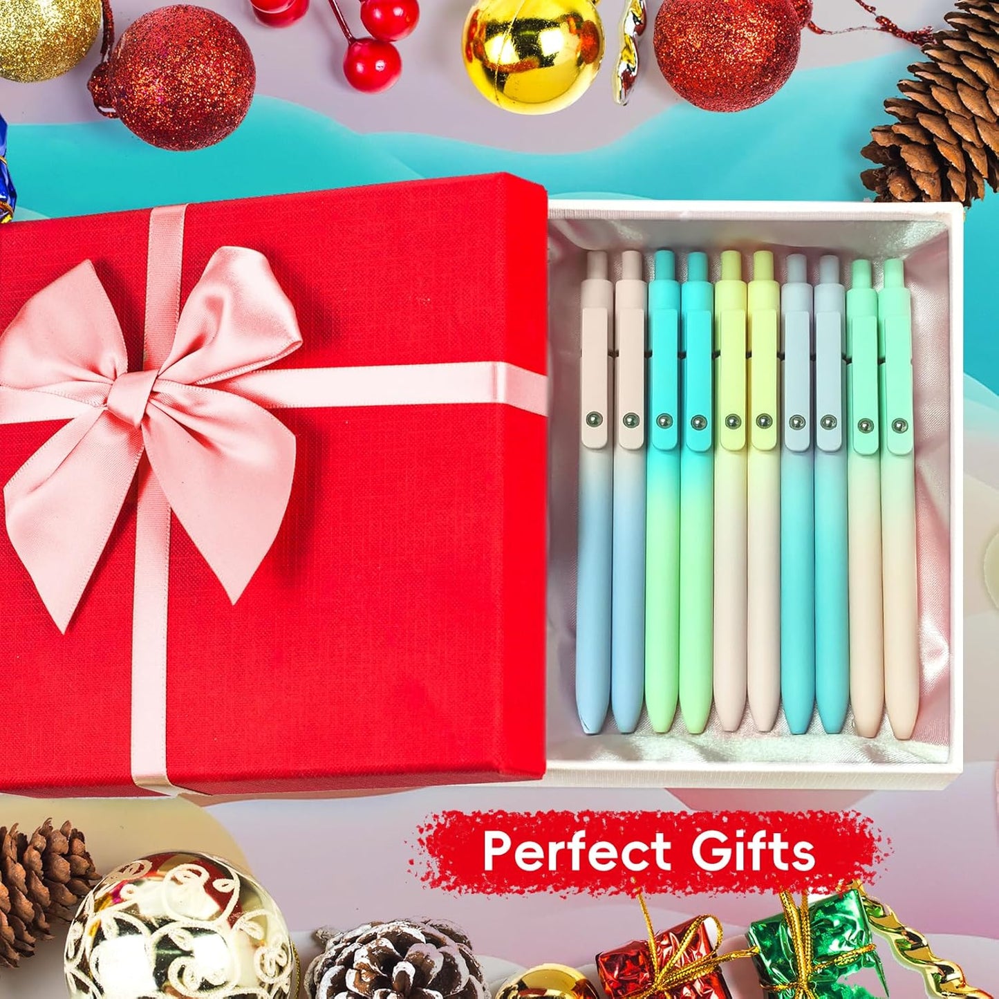 Gel Pens, 10 Pcs Black Ink Pens for Women, 0.7mm Medium Point Smooth Writing Pens with Silicone Grip, High-End Series Metal Clip Retractable Pens for Journaling Note Taking (10 Pcs Pastel)