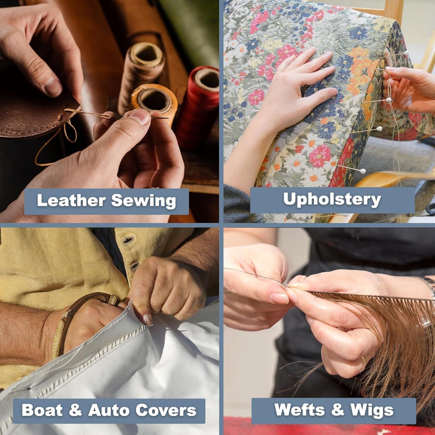 Mandala Crafts Sky Blue Heavy Duty Thread - 1500 Yds Tex 70 Thread for Sewing Drapery Jeans Leather Hair Outdoor Marine Upholstery