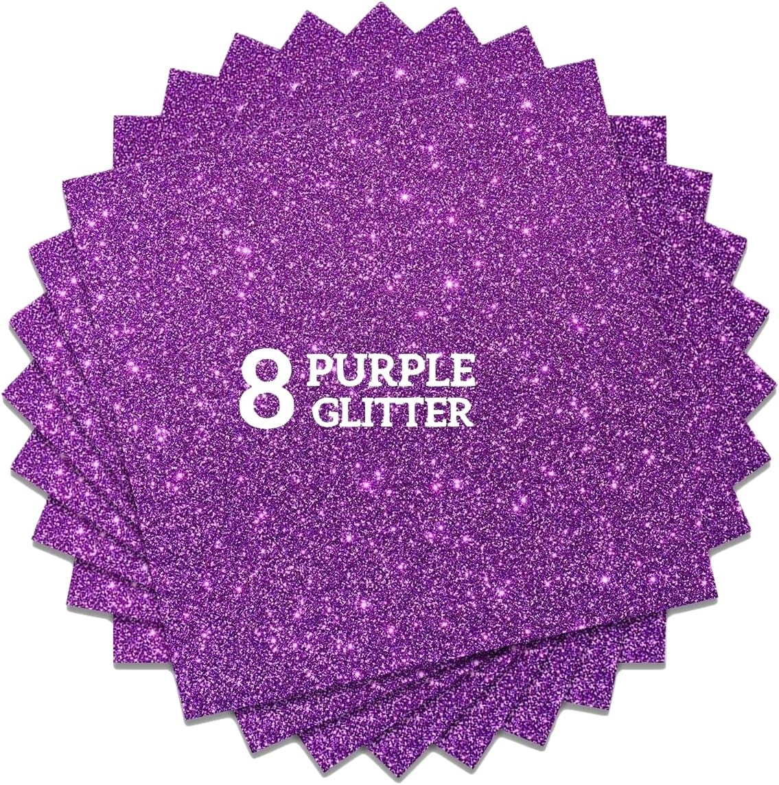 Purple Glitter HTV Heat Transfer Vinyl Bundle 8 sheets-12 x12 Iron on Vinyl for T Shirts Hats Clothing Compatible with Cricut Cameo Heat Press Machine