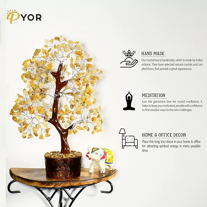 PYOR Yellow Aventurine, Crystal Tree of Life, Money Tree, Crystal Gifts, Home Decor Clearance, Energy Stones and Crystals, Good Luck Decor, Healing Crystals