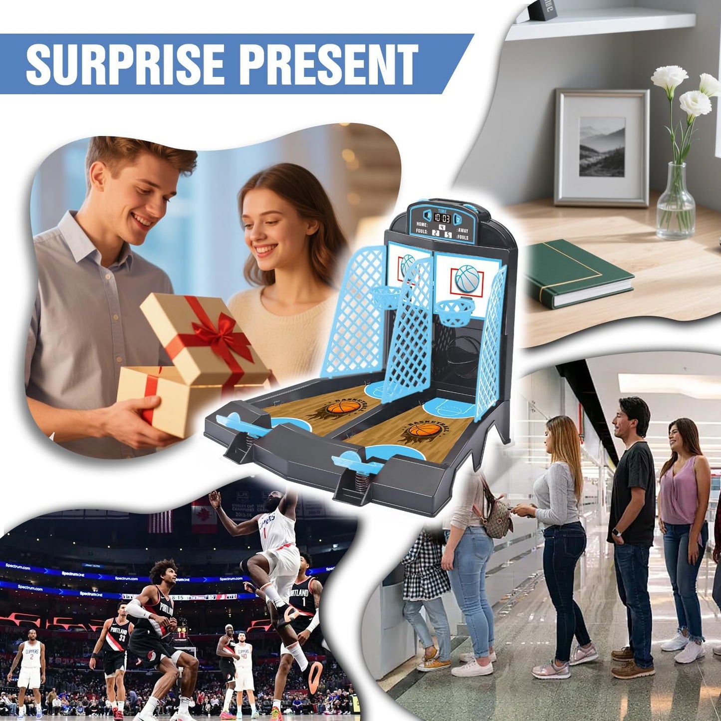 Table Top Games, Glow in The Dark Mini Basketball Game - Desktop Games for Kids，Desk Toys for Office for Adults - Basketball Gifts for Boys 3 4 5 6 7 8 9 10 11 12