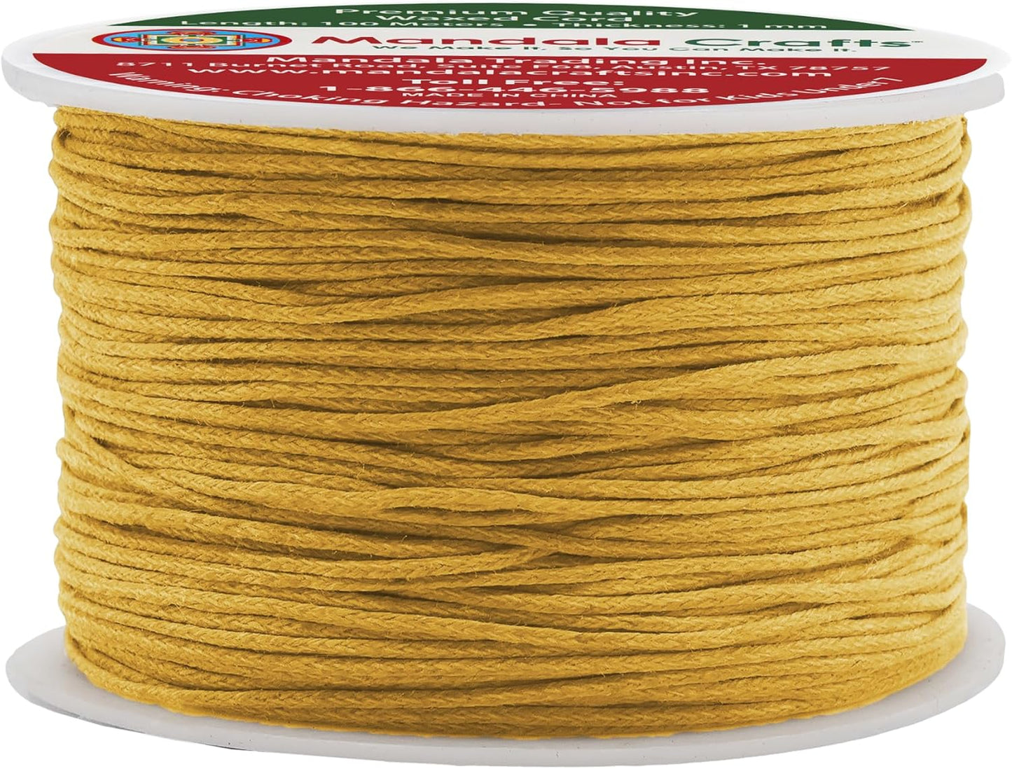Mandala Crafts 1mm 109 Yards Gold Cotton Waxed Cord for Jewelry Making Bracelet Cord Waxed String - Beading String Thread Jewelry Cords for Necklaces String