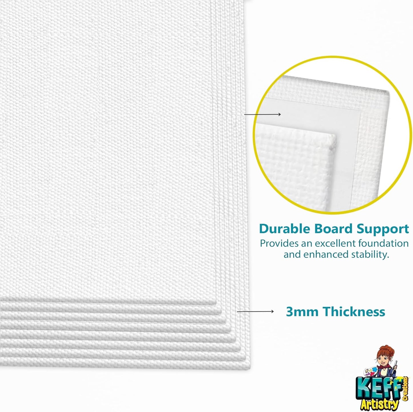 KEFF Canvas for Painting - 12-Pack 8x10 Canvas Value Pack - 100% Cotton Triple Primed Small Canvases for Painting. Mini Canvases Bulk Set for Acrylic, Oil, Watercolor&Tempera - Art Supplies for Adults