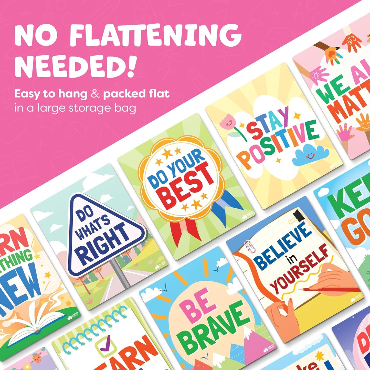 Motivational Posters for Classroom - 14pcs Positive Inspirational Posters for Classroom - Elementary Middle School High School - Positive Affirmation Wall Decor - Motivational Bulletin Board Decorations