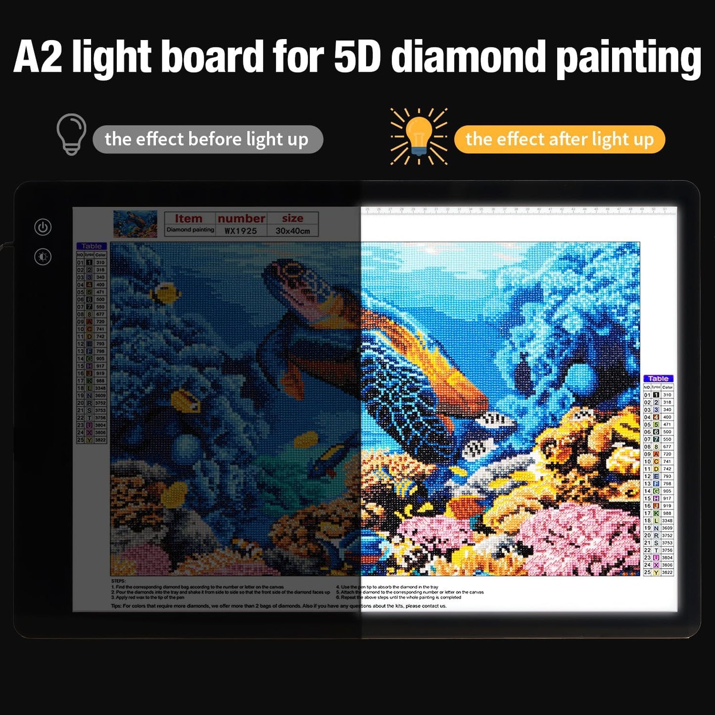Zocelight Rechargeable A2 Light pad for Diamond Painting,A2 Light Board with 5200mAh Battery,6 Levels Dimming/3 Color temperatures 5500 Lux Super Bright Light Box for Drawing,Sketching,Animation
