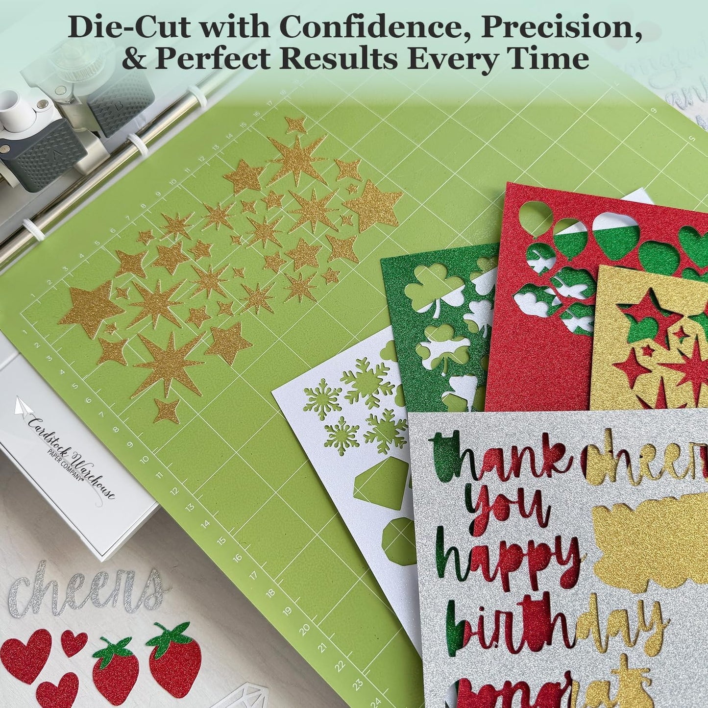 Cardstock Warehouse Diamond Print Inkjet Glitter - Premium White Glitter Cardstock Paper – 10 Sheets, 12 x 12" - 104 lb/280 GSM for Inkjet Printing, Die-Cutting, Card Making, Crafts, and DIY Projects