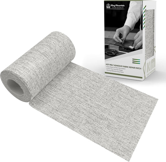 King Mountain Premium Linen Fabric Iron-on Repair Patch, Inside&Outside Fabric Repair Patch, 3"x60" with Backing Glue Linen Repair Decorative Patch kit (Linen-3"x60", Light Grey)