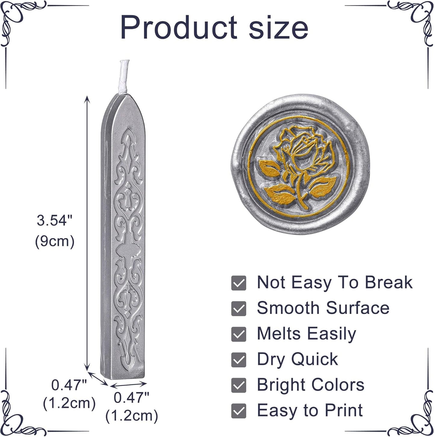 Yoption 12Pcs Sealing Wax Sticks with Wicks, Silver Totem Fire Manuscript Seal Wax Sticks for Wax Seal Stamp (Silver)