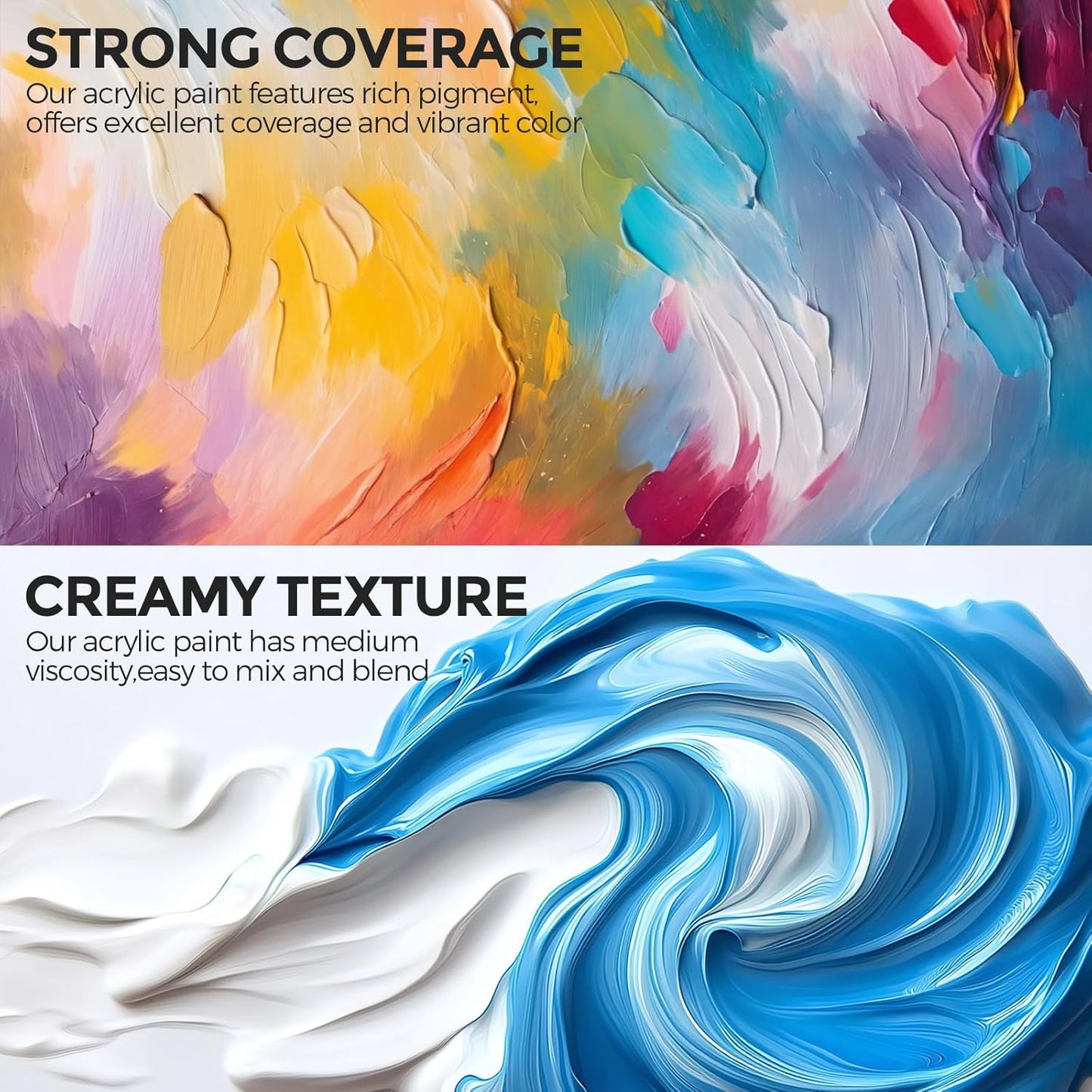 25 Colors Large Acrylic Paint Set (16.9 oz,500 ml), Bulk Acrylic Paint Non-Toxic Art Painting Supplies on Multi Surface Pumpkin Canvas Wood Craft Fabric Rock for Artist Kids with Color Wheel