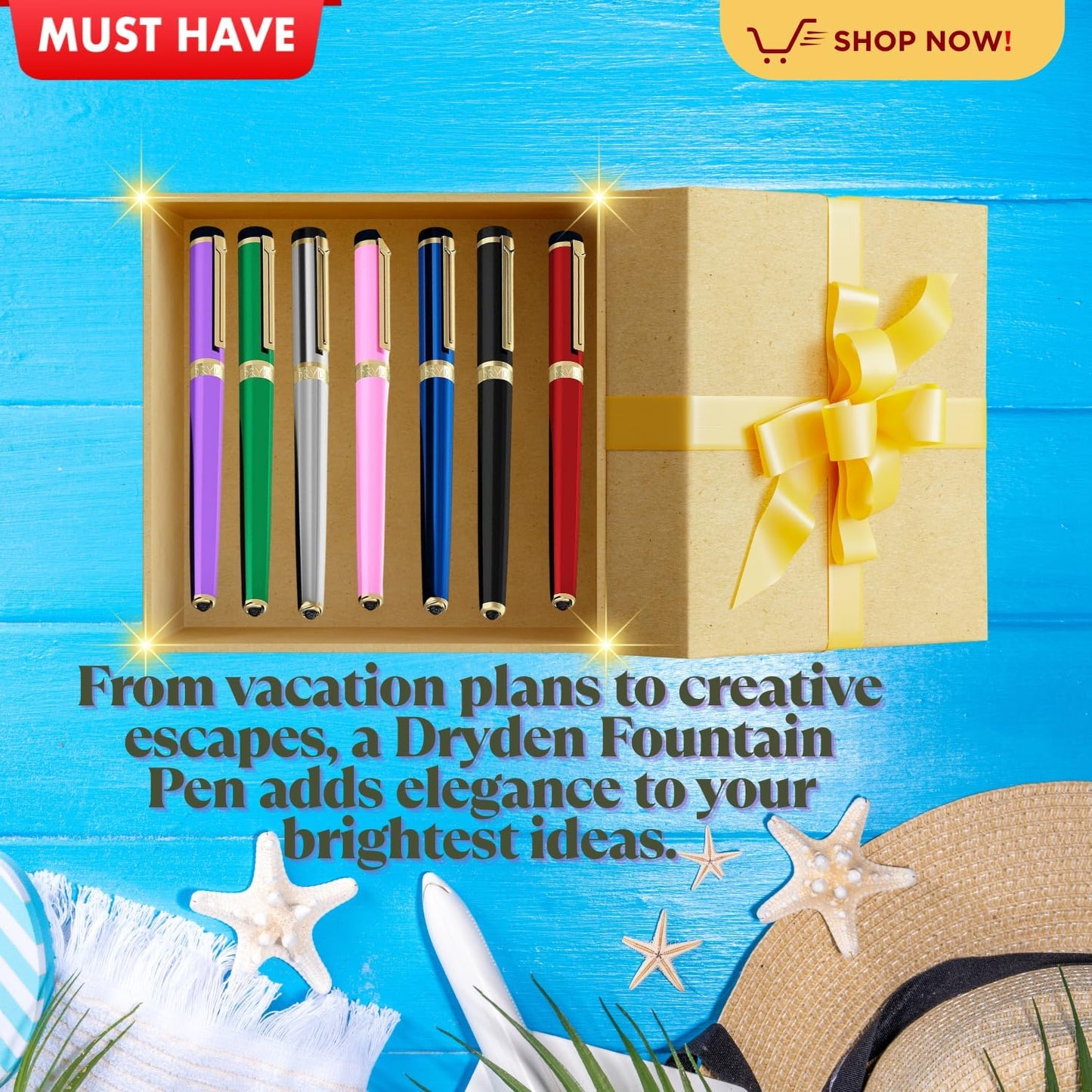 Dryden Designs Ink Bottle for Fountain Pen | Luxury Edition, Smooth Flow, Compact Designed 50ml Sunset Orange