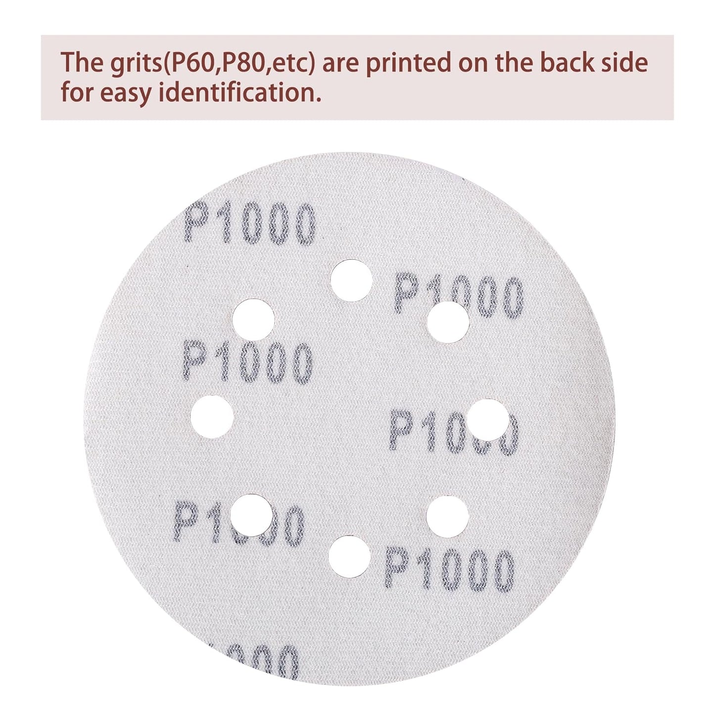 150pcs 1000 Grit Sanding Discs, 5-Inch 8-Hole Sandpaper, for Woodworking or Automotive