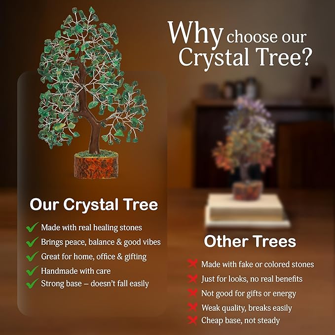 YATSKIA Green Aventurine - Crystal Tree, Gemstone Tree, Chakra Tree of Life, Balancing Tree, Healing Crystal, Crystal and Stone Decor, Fungshui Decorations, Positive Energy Gifts for Women