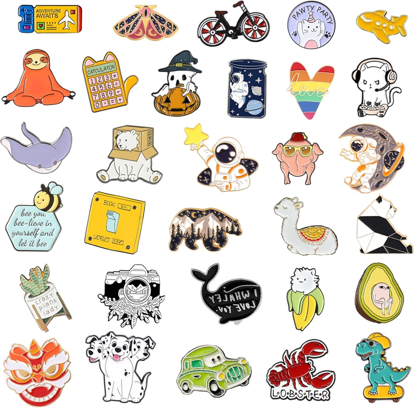 20/40/50 PCS Cute Enamel Backpack Pins, Funny Enamel Pins Bulk Set Cool Button Pins Aesthetic Brooch Lapel Pins Anime for Backpacks, Jackets, Hats, Kids, Girls