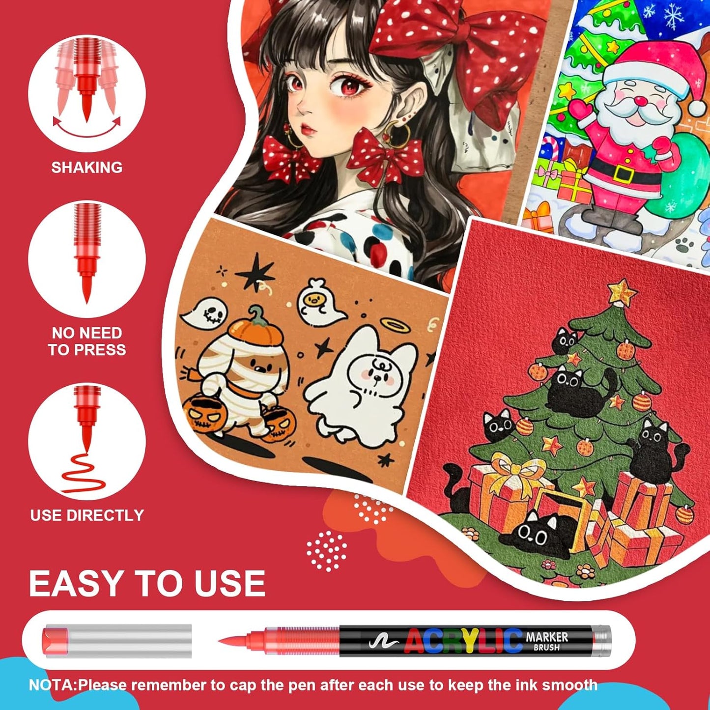 288 Colors Acrylic Paint Markers Soft Brush Tip, Water-Based Paint Pens with Automatic Ink Control System, Odorless, Waterproof, Quick-Dry, Lightfast, for Rock Painting, Canvas, Wood, Egg & DIY Crafts