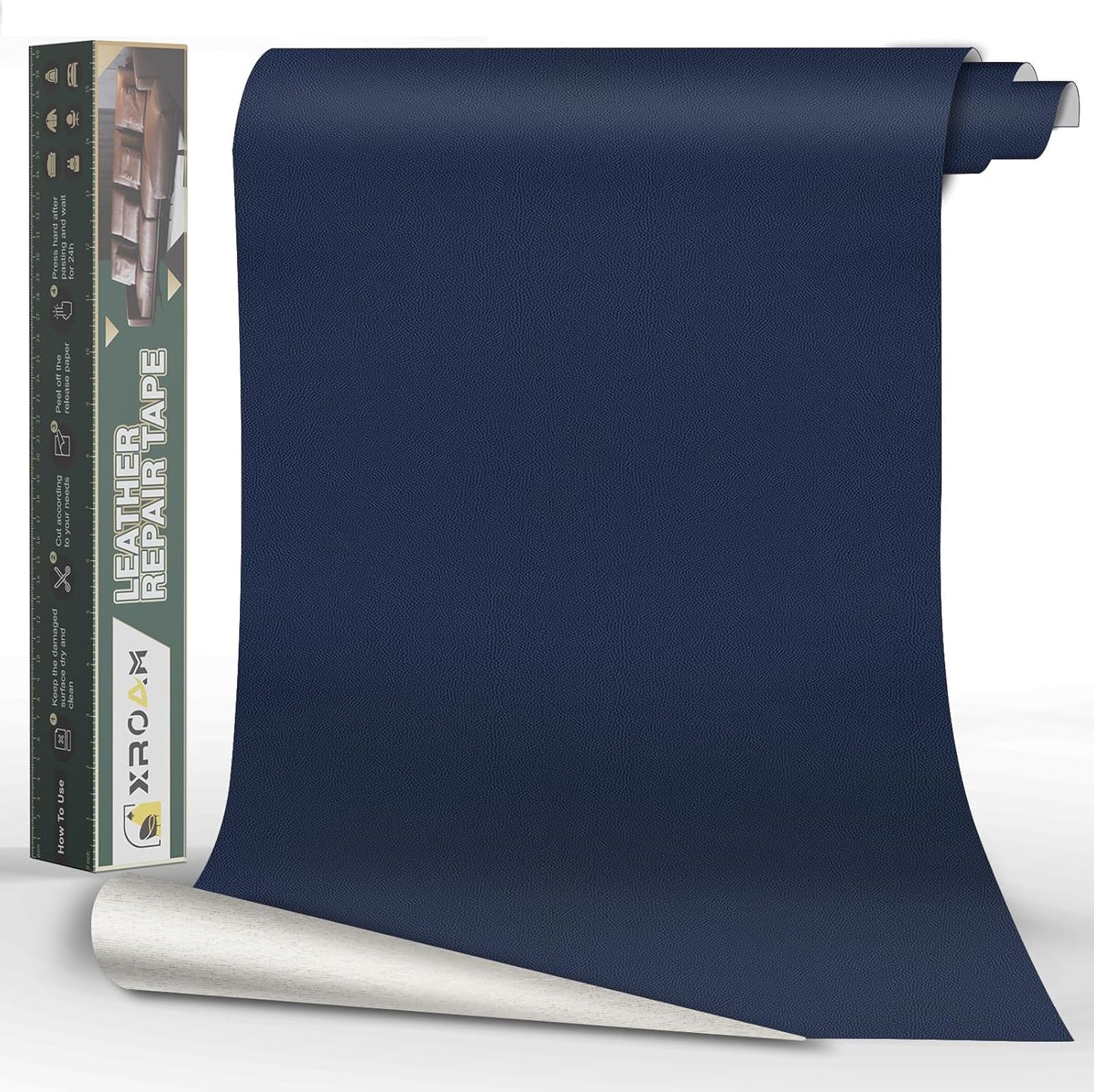 Leather Repair Tape, 16x40 inch Leather Patches for Furniture, Self Adhesive Leather Repair Patch for Sofas, Couches, Leather Covers, Seats, Chairs, Vinyl Repair Tape Navy Blue-Fine Grain