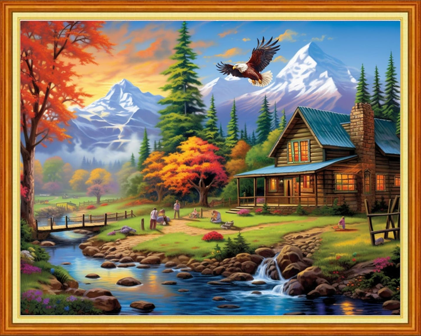 DMCVIVR Stamped Cross Stitch Kits for Adults Beginners Embroidery Kits 11CT Needlepoint Kits Cross Stitch Patterns Embroidery Patterns&Beautiful Scenery 16x20 inch